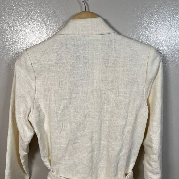House of Harlow Linen Blend Blazer Jacket Size XS Ivory Double Breasted Tie - Picture 10 of 13